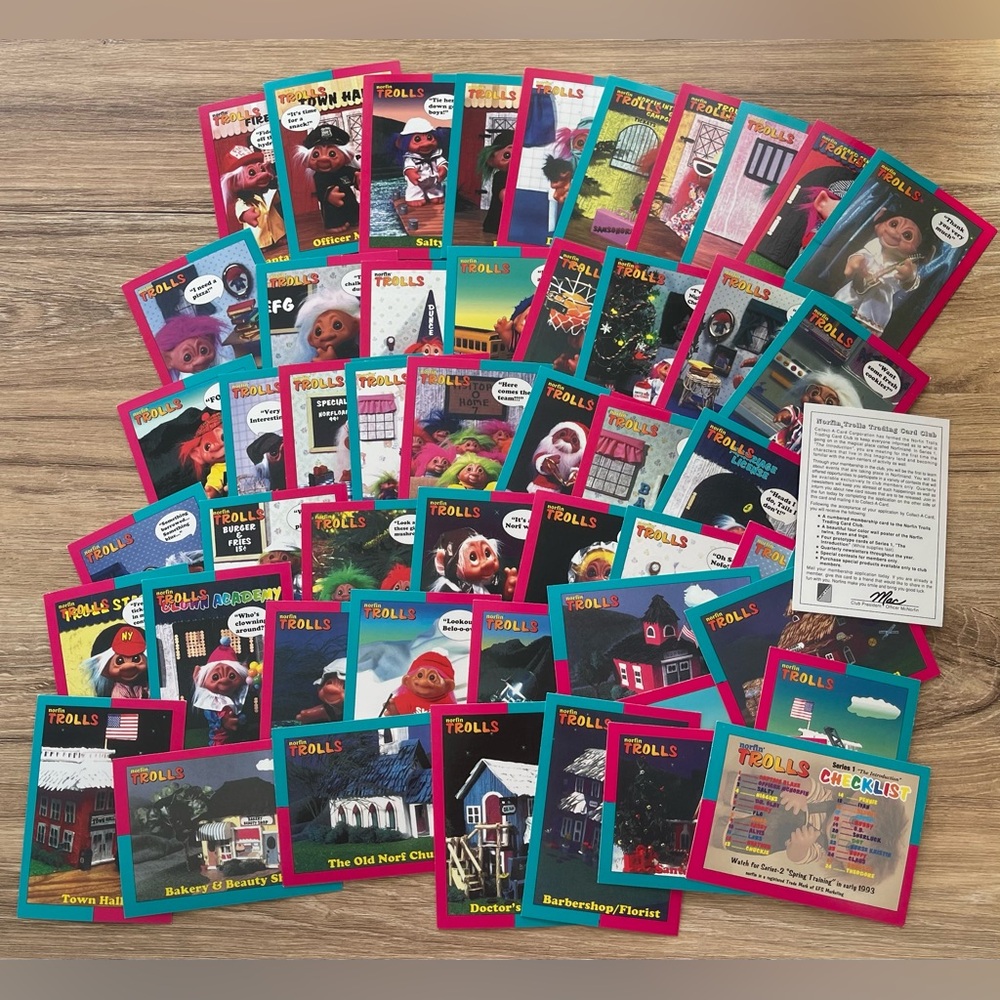 Vintage 1992 Norfin Trolls Trading Cards Set of 50 Series One Complete Set NWOP